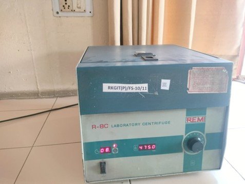 REMI R-8C laboratory centrifuge used for the separation of free and encapsulated clove oil.
