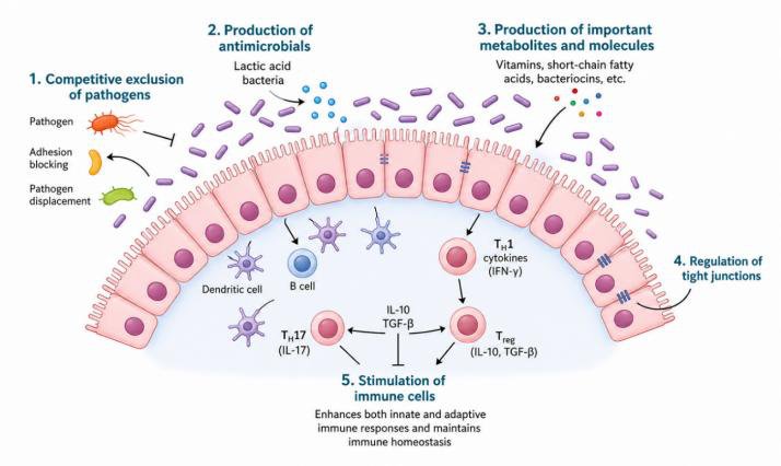 Mode of action of traditional probiotics [19,20].
