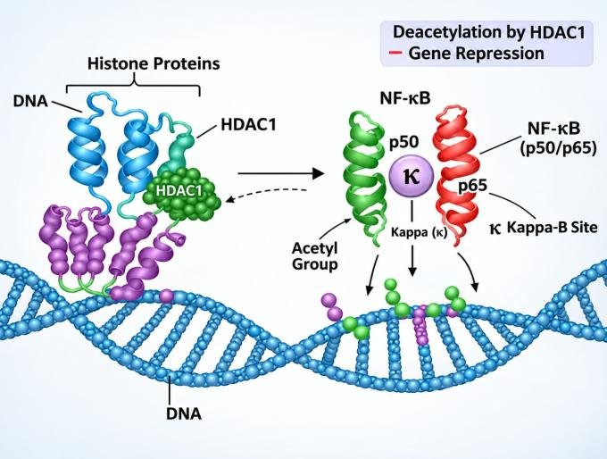 Role of HDAC1 in the NF-κB pathway. The figure was prepared by using BioRender/SciDraw.