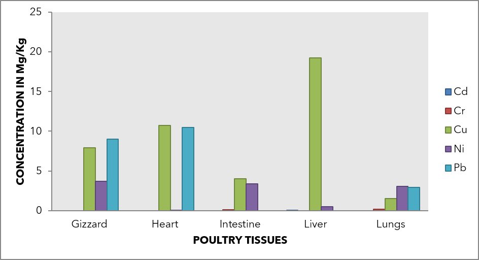 Mean heavy metal concentrations in tissues of broilers.
