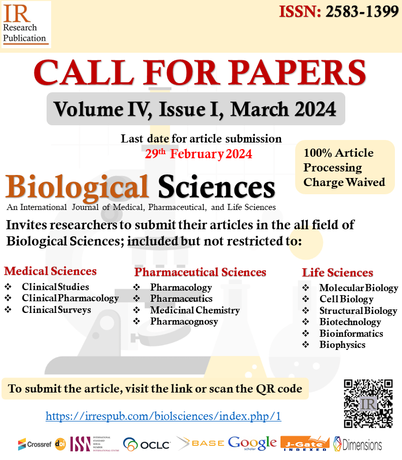 Call for papers for Biological Sciences journal volume 2, issue 2