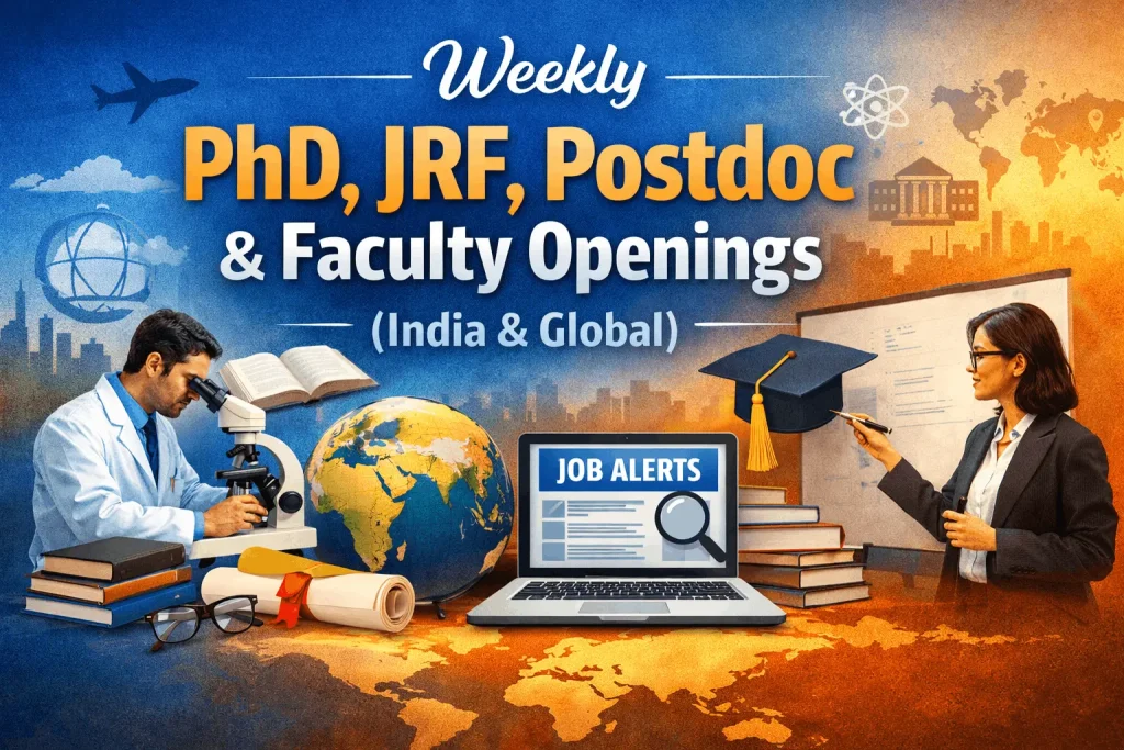 Weekly PhD, JRF, Postdoc, and Faculty job openings in India and globally, featuring research, academia, and global career opportunities